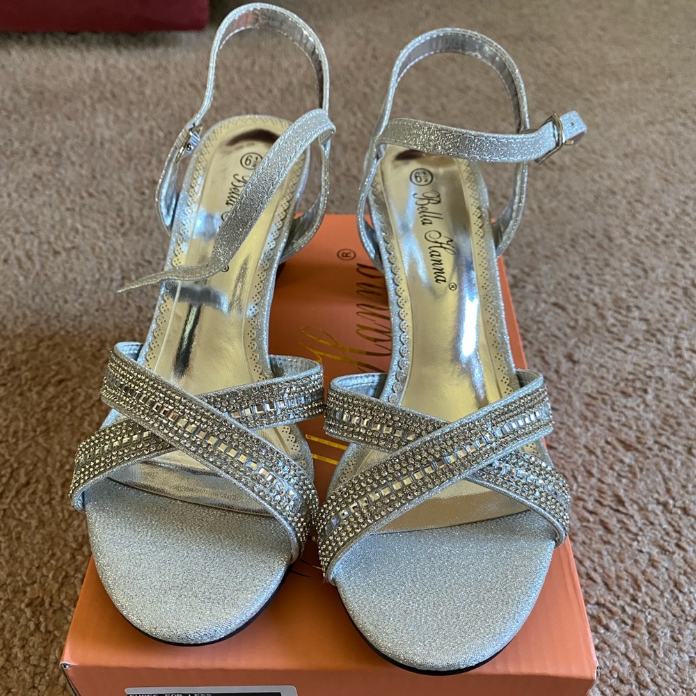 Silver Ope Toe Heels